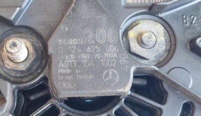 Генератор після РЕВІЗІЇ om646, 2.2 cdi 14v/200a 2006+ 906 A0131541002 0124625006 Мерседес Спрінтер, 639 Мерседес Віто-1