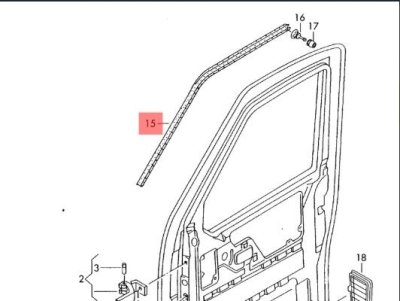 Ущільнювач передніх лівих дверей верхній T4 1990-2003 701837761 VAG Фольксваген Т4-1