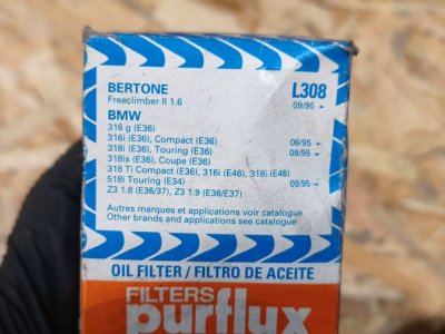 Фільтр масляний НОВИЙ PURFLUX L308 БМВ, BMW
